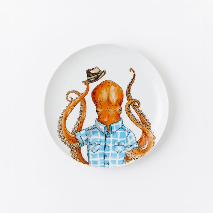 Dapper Animal Salad Plate, Octopus