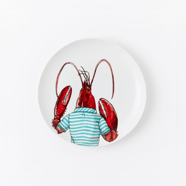 Dapper Animal Salad Plate, Lobster