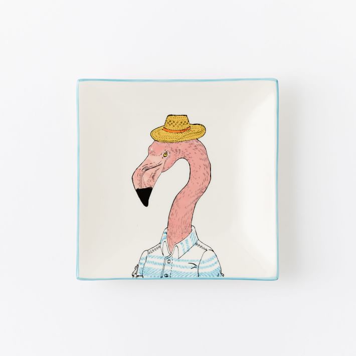 Collector's Edition Square Salad Plate, Pink Flamingo, 7.5