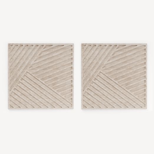 Whitewashed Wood Wall Art Overlapping Lines west elm