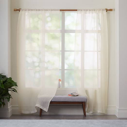 Sheer Linen Curtain - Ivory | west elm Ivory Sheer Curtains