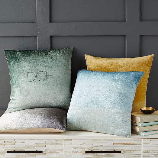 Ombre Velvet Pillow Cover Blue Stone west elm