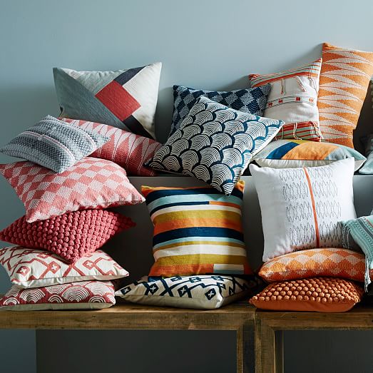 Crewel Lattice Pillow Cover - Rose Bisque west elm