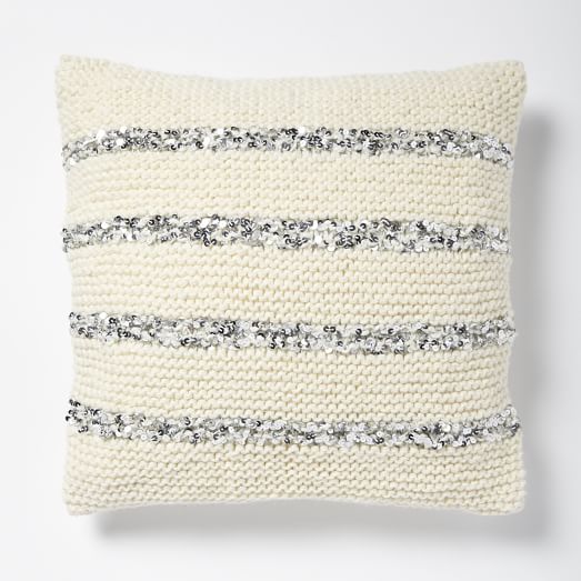 Knitted Sequins Pillow Cover Ivory west elm