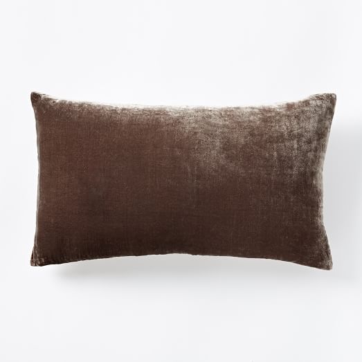 Luxe Velvet Lumbar Pillow Cover Taupe west elm