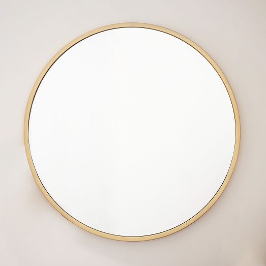 Metal Framed Oversized Round Mirror Antique Brass west elm