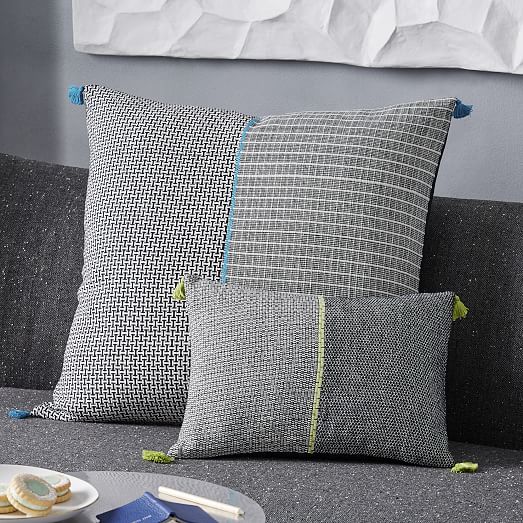 Woven Grid Pillow Cover Citrus Yellow west elm