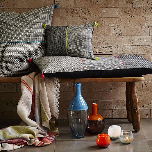 Woven Grid Pillow Cover Citrus Yellow west elm