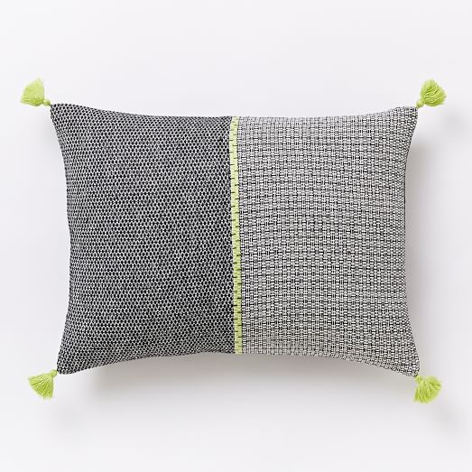 Woven Grid Pillow Cover Citrus Yellow west elm