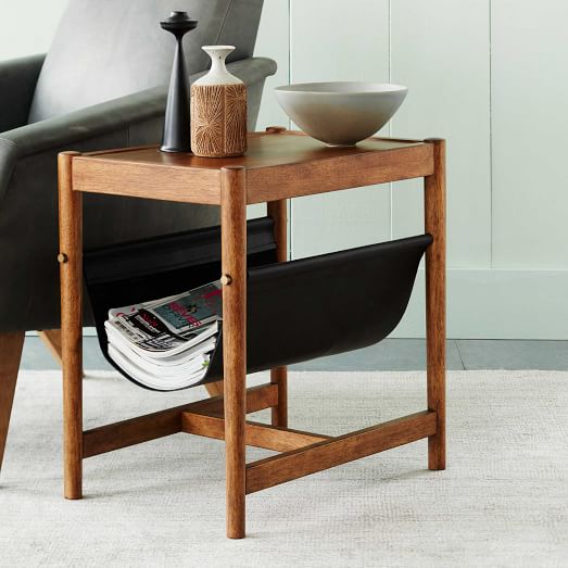Leather Sling Side Table Acorn west elm