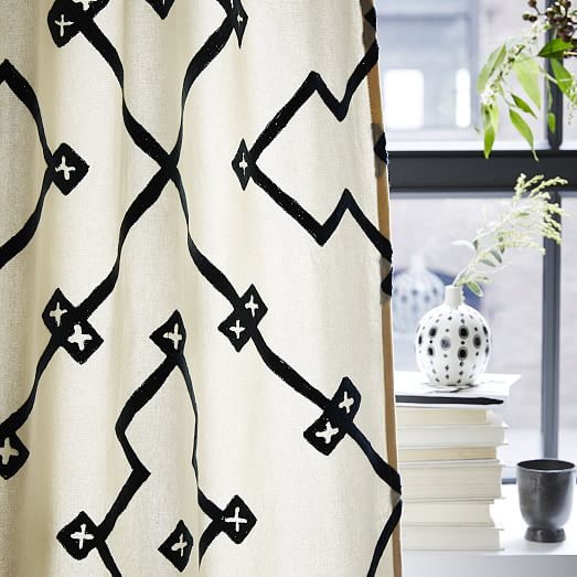 Crewel Lattice Embroidered Curtain | west elm