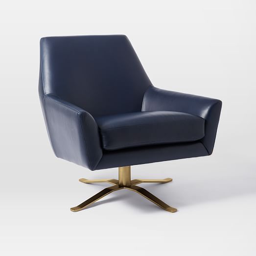 Lucas Leather Swivel Base Chair west elm