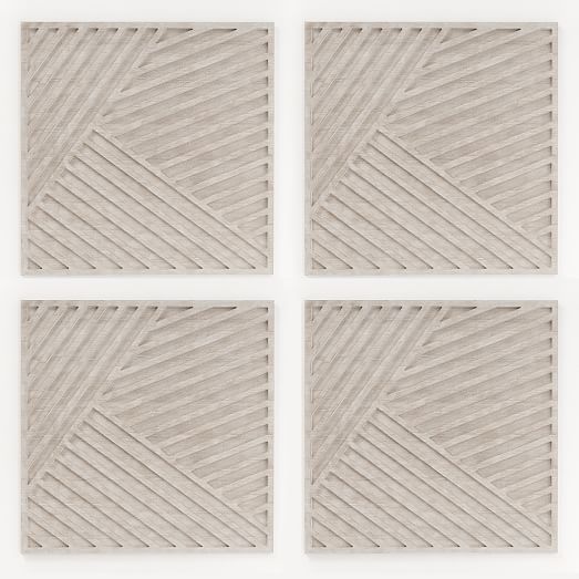 Whitewashed Wood Wall Art Overlapping Lines west elm