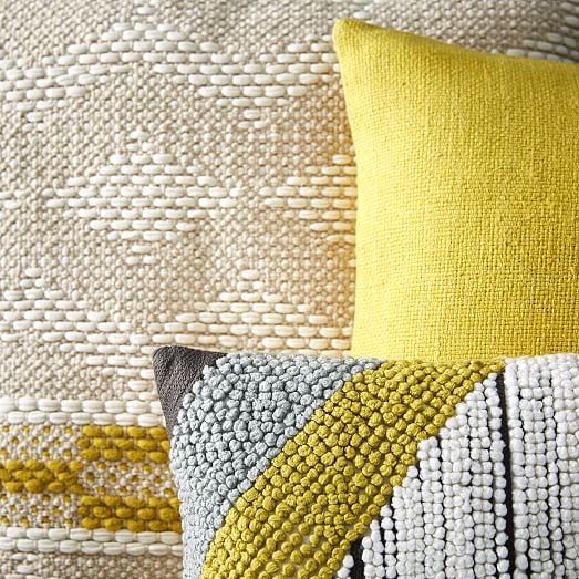 Striped Angled Crewel Pillow Cover Slate west elm