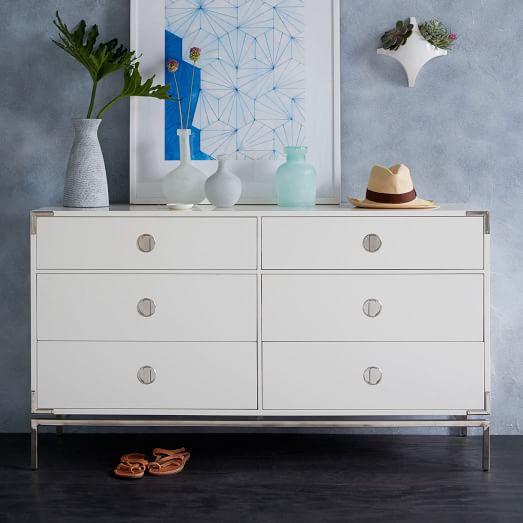 Malone Campaign 6Drawer Dresser White Lacquer west elm