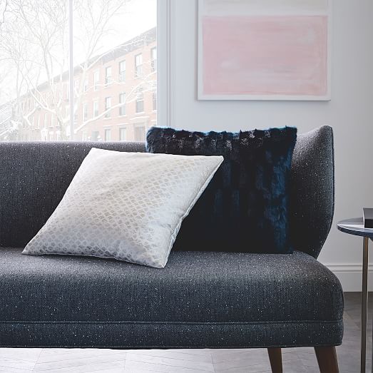 Faux Fur Check Pillow Cover Teal west elm