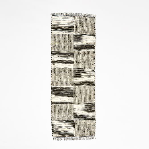 Grid Leather Jute Rug Iron west elm