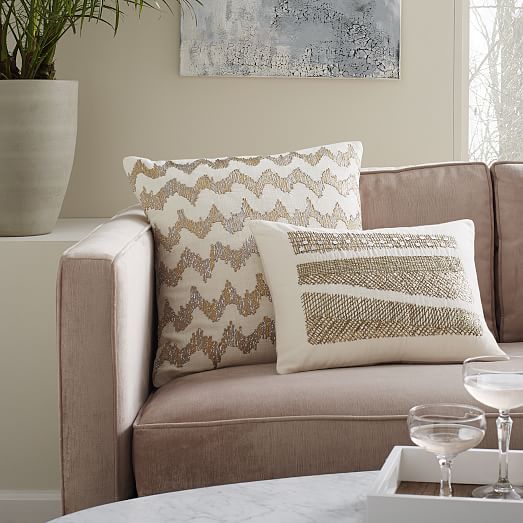 Embroidered Ikat Chevron Pillow Cover west elm