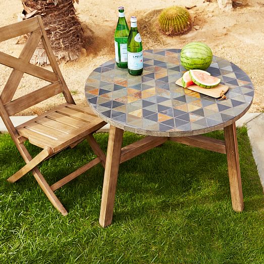 Mosaic Tiled Bistro Table Slate Top west elm