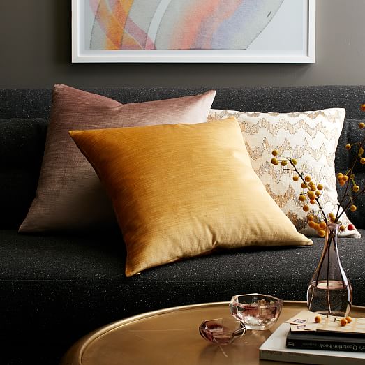 Cotton Luster Velvet Pillow Cover Stone (12" x 21") west elm