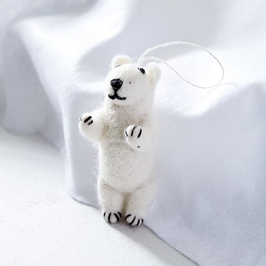 Felt Polar Bear Ornament | west elm