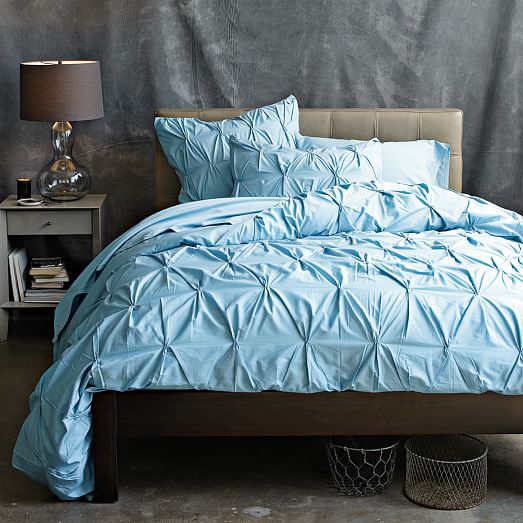 Organic Cotton Pintuck Duvet Cover + Shams Sea west elm