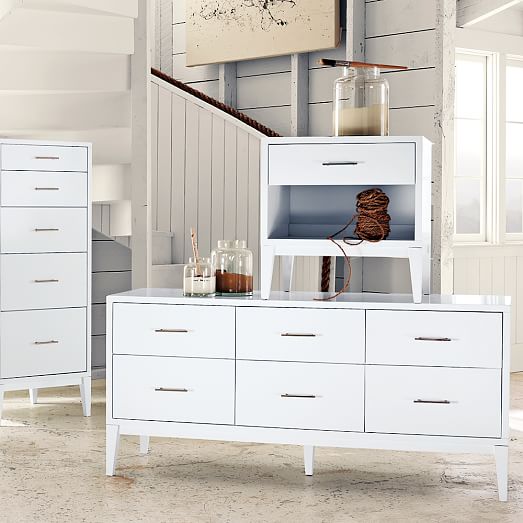 NarrowLeg 6Drawer Dresser White west elm