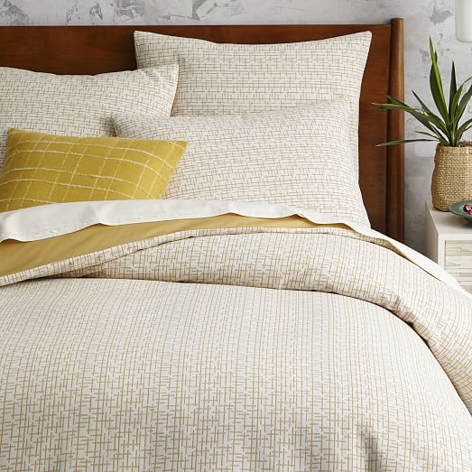 MidCentury Organic Crosshatch Jacquard Duvet Cover + Shams west elm