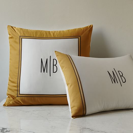 Organic Embroidered Frame Duvet Cover Horseradish west elm