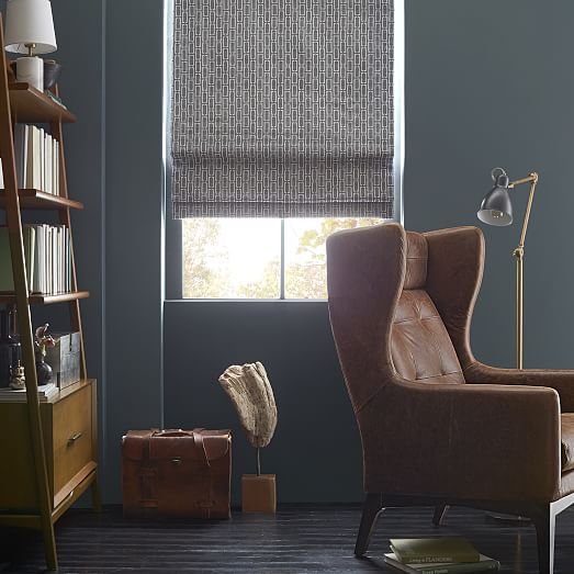 MidCentury Bracket Geo Printed Roman Shade + Blackout Liner west elm