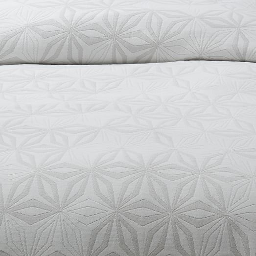 Organic Star Matelasse Standard Shams Stone White/Frost Gray west elm