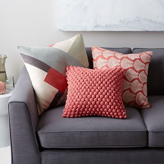 Crewel Modern Blocks Pillow Cover - Rose Bisque west elm