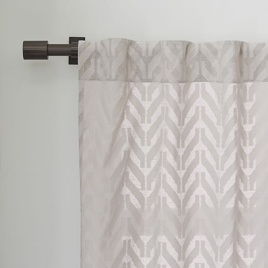 Sheer Chevron Curtain Frost Gray west elm