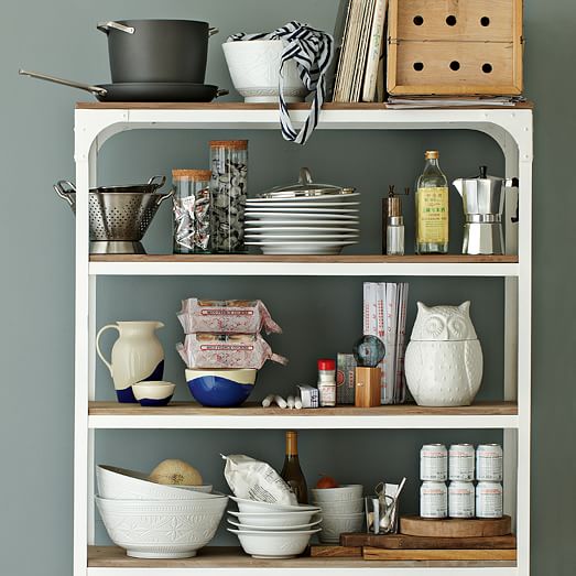 Whitewashed Wood + Metal Shelves west elm