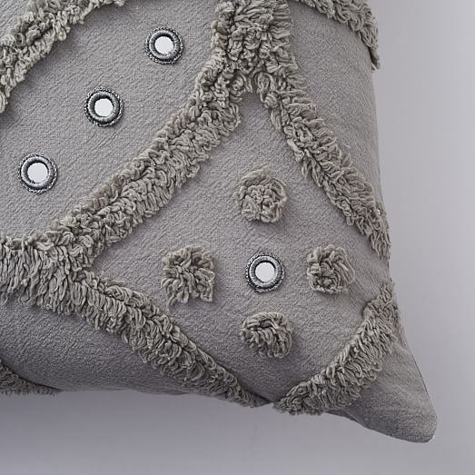 Candlewick Circle Pillow Cover Feather Gray west elm