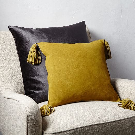 Suede Tassel Pillow Cover Velvet Gold West Elm 