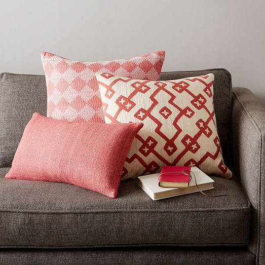 HandLoomed Chevron Diamond Pillow Cover Rose Bisque west elm