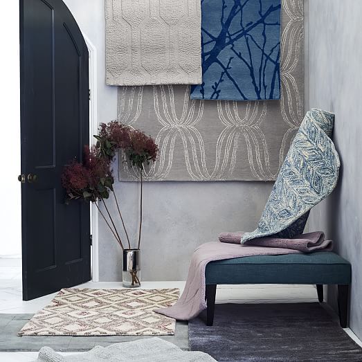 Vines Wool Rug Blue Lagoon west elm