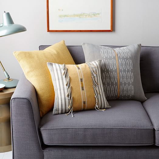 Stripe Fringe Pillow Cover Horseradish west elm