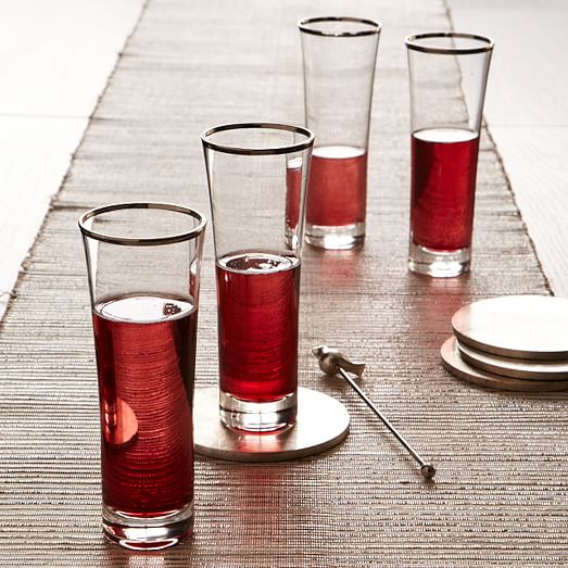 Stemless Glassware (Set of 4) Platinum Rimmed west elm