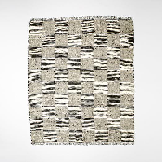 Grid Leather Jute Rug Iron west elm
