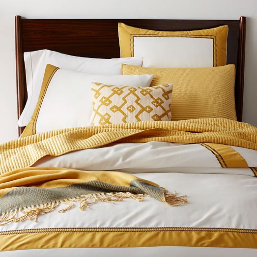 Crewel Lattice Pillow Cover - Horseradish west elm