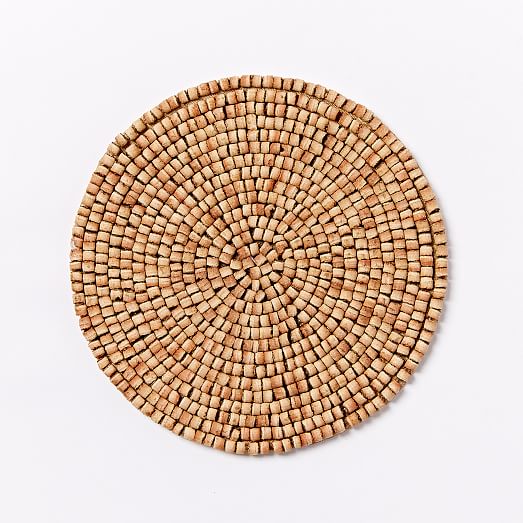 Wood Beaded Coaster (Set of 4) west elm
