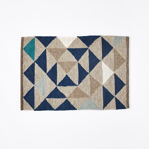 Framed Triangles Wool Kilim Rug west elm