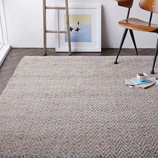 Jute Chenille Herringbone Rug Natural/Platinum west elm