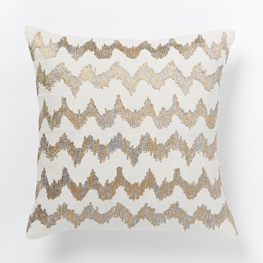 Embroidered Ikat Chevron Pillow Cover west elm