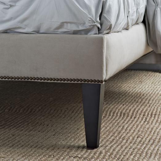 NarrowLeg Nailhead Upholstered Bed Frame Stone west elm