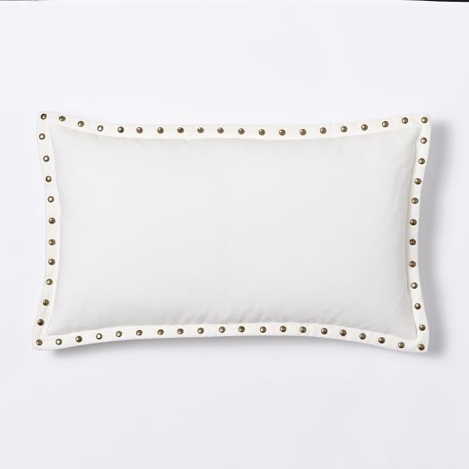 Studded Velvet Pillow Cover Ivory west elm