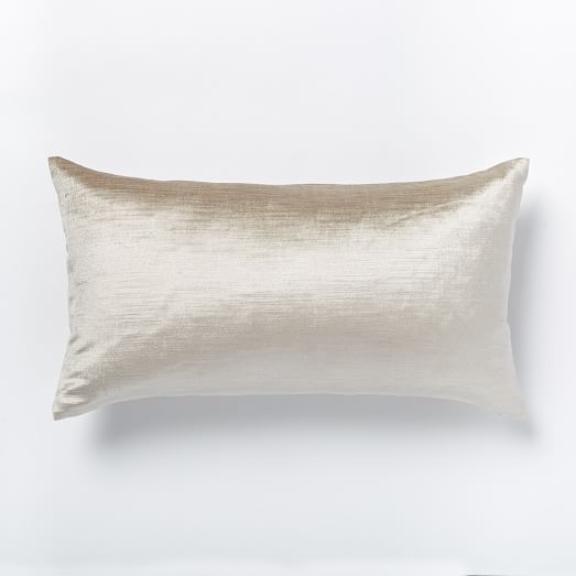 Cotton Luster Velvet Pillow Cover Stone (12" x 21") west elm