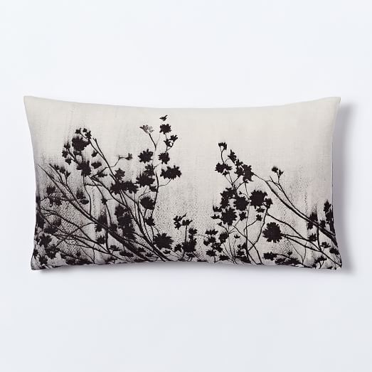 Raw Silk Wildflower Pillow Cover Slate west elm